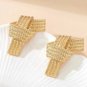 Gold Textured Knot Earrings